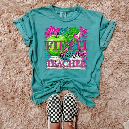 Neon School Grades apple floral (dropdown)-DTF&UV