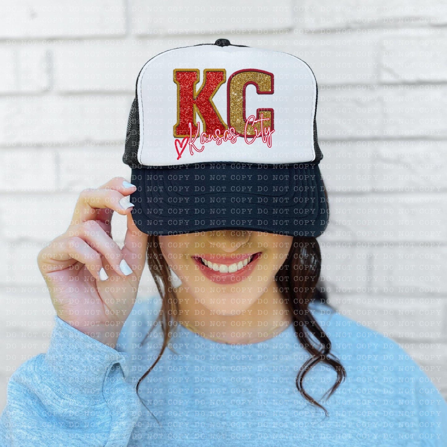 Kansas City Faux Embroidery Sequin With Heart Hat - DTF