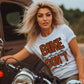 Bike Hair Don’t Care Orange Leopard Faux Embroidery Blk - DTF