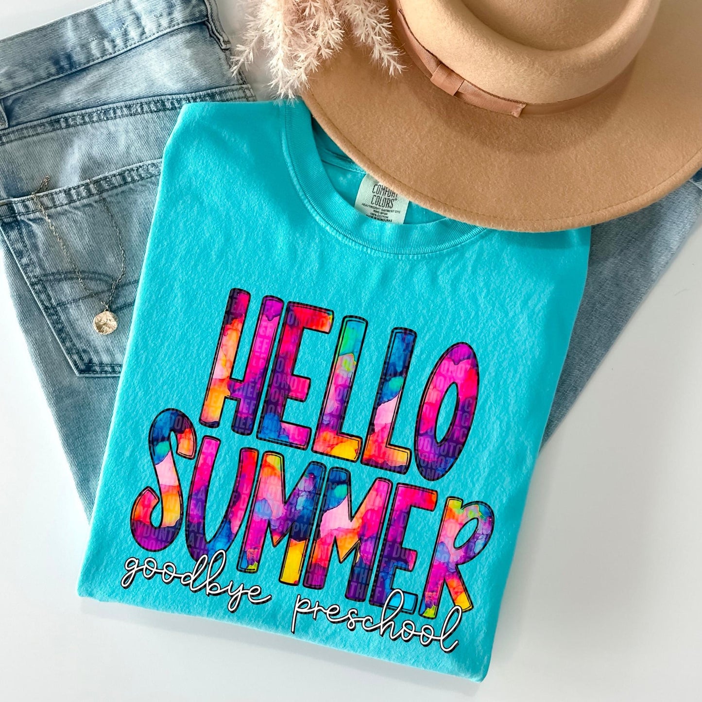 Hello Summer Goodbye Preschool Watercolor - DTF