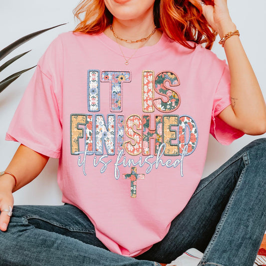 It Is Finished Faux Embroidery Floral - DTF