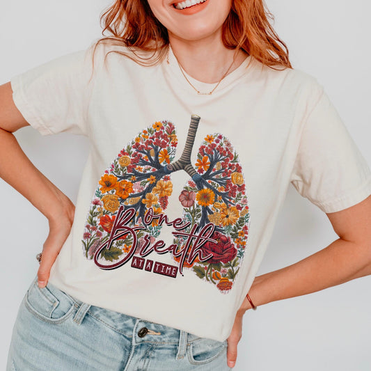 One Breath At A Time Faux Embroidery Floral - DTF