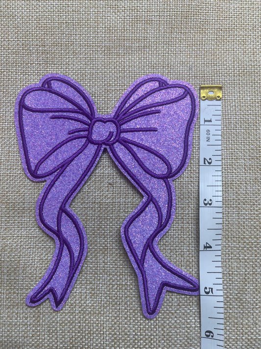 Purple Glitter Bow-  Patch