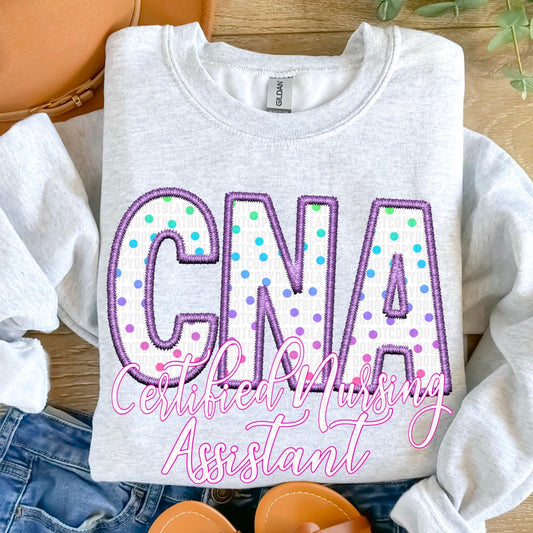 CNA Polka Dot Faux Embroidery - DTF