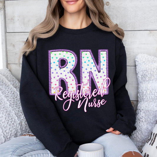 RN Polka Dot Faux Embroidery - DTF