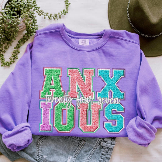 Anxious 24/7 Faux Chenille - DTF