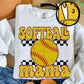 Softball Mama Faux Chenille Checkered  - DTF