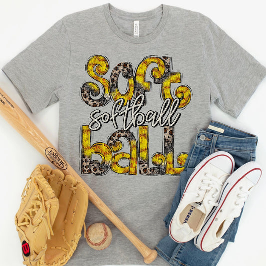 Softball Stacked Half Leopard- DTF