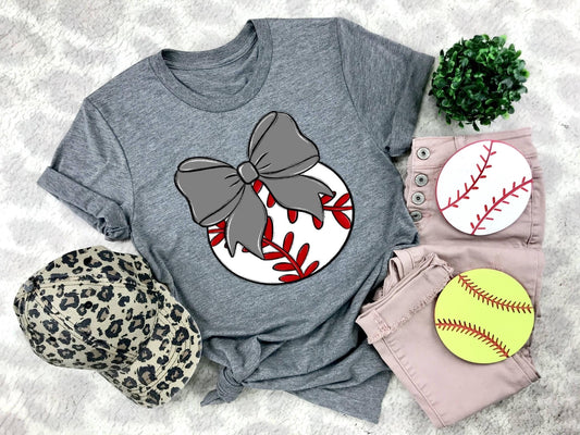 Baseball Gray Bow - DTF