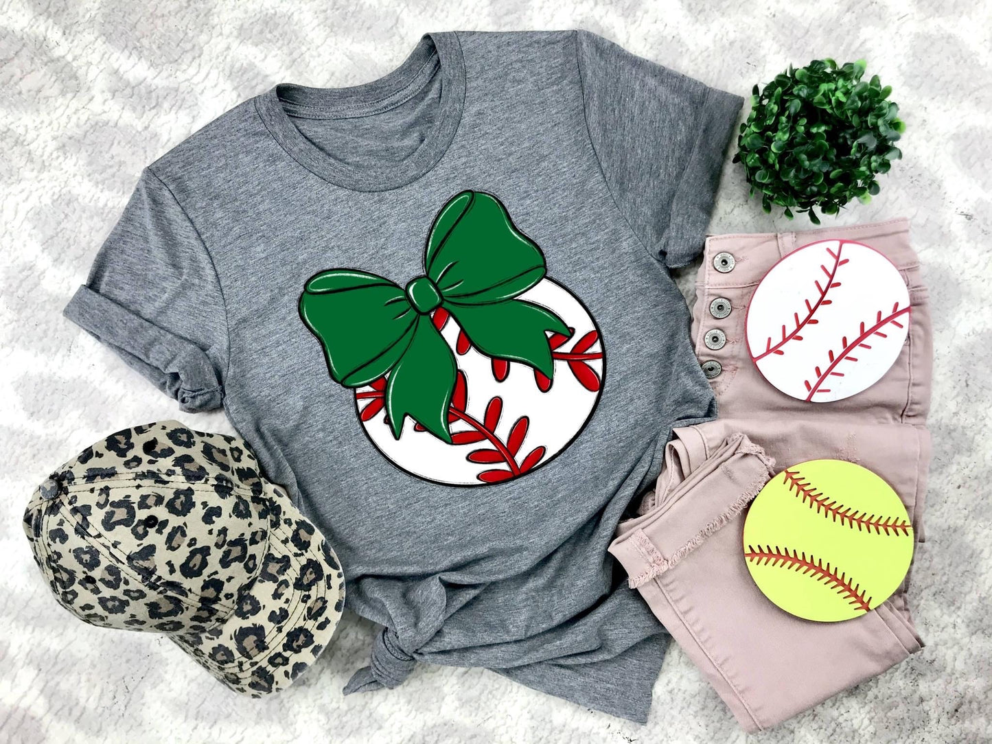 Baseball Green Bow - DTF