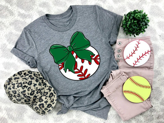 Baseball Green Bow - DTF