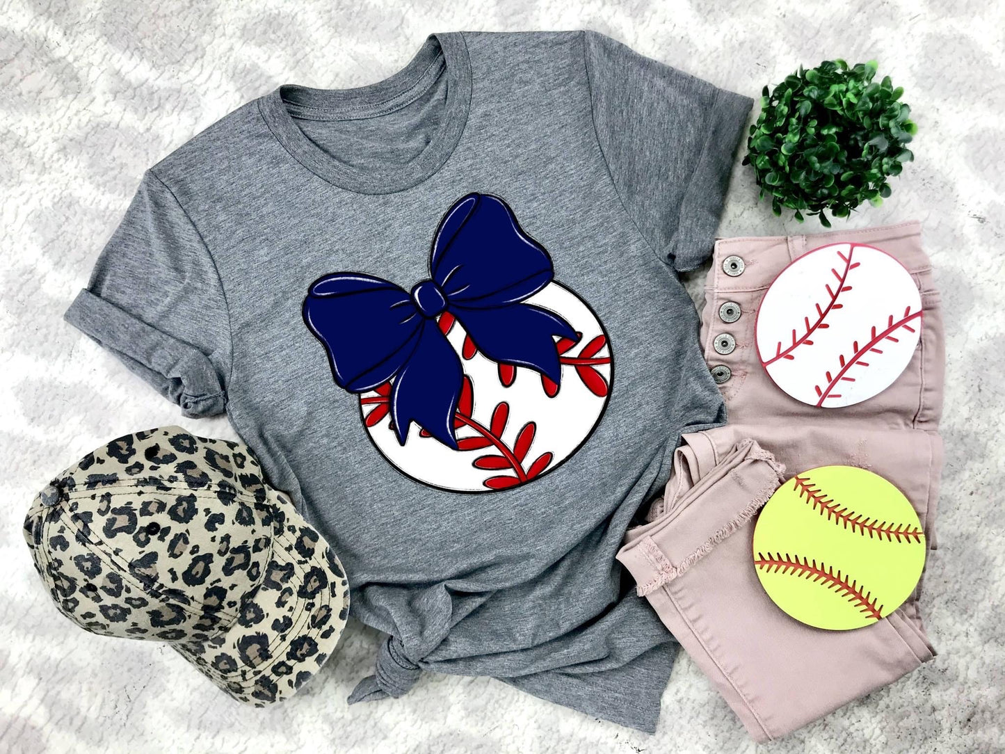 Baseball Navy Bow - DTF