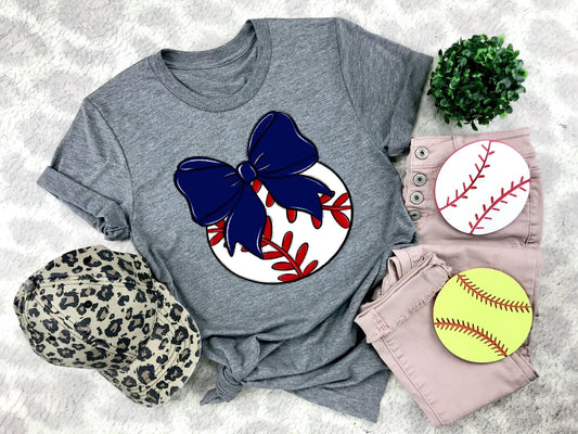 Baseball Navy Bow - DTF