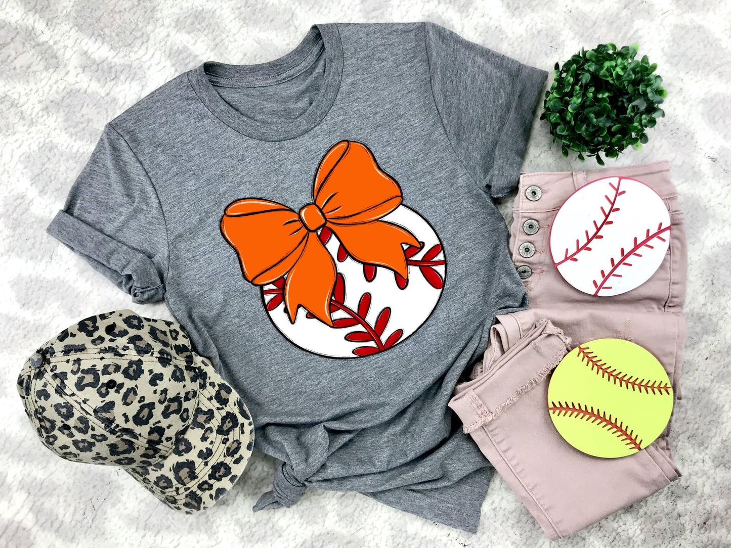 Baseball Orange Bow - DTF