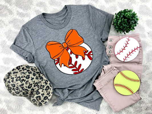 Baseball Orange Bow - DTF