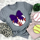 Baseball Purple Bow - DTF