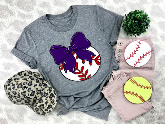 Baseball Purple Bow - DTF