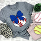 Baseball Navy Bow - DTF