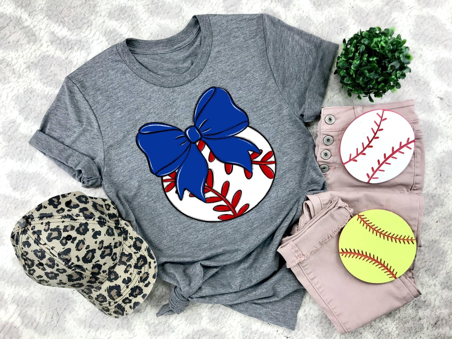 Baseball Navy Bow - DTF
