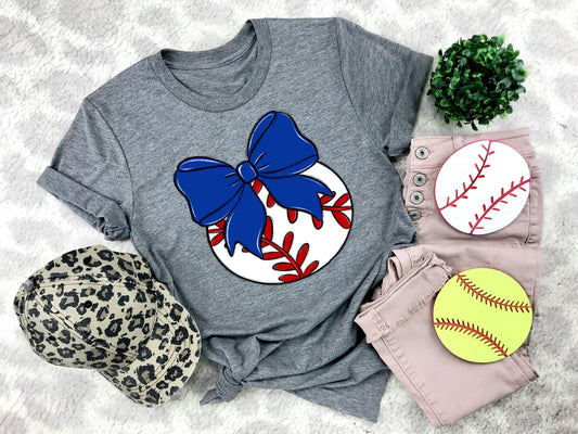 Baseball Navy Bow - DTF
