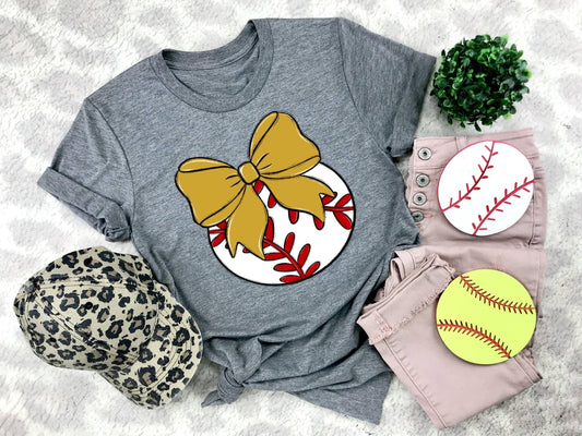 Baseball Gold Bow - DTF