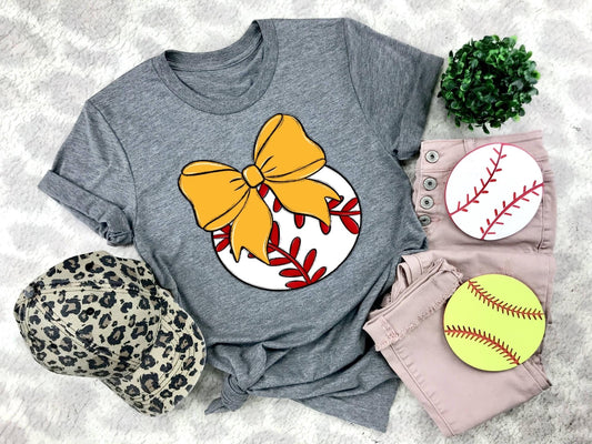 Baseball Yellow Bow - DTF