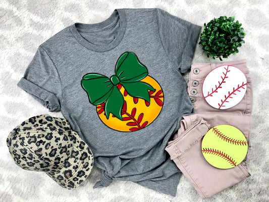 Softball Green Bow - DTF