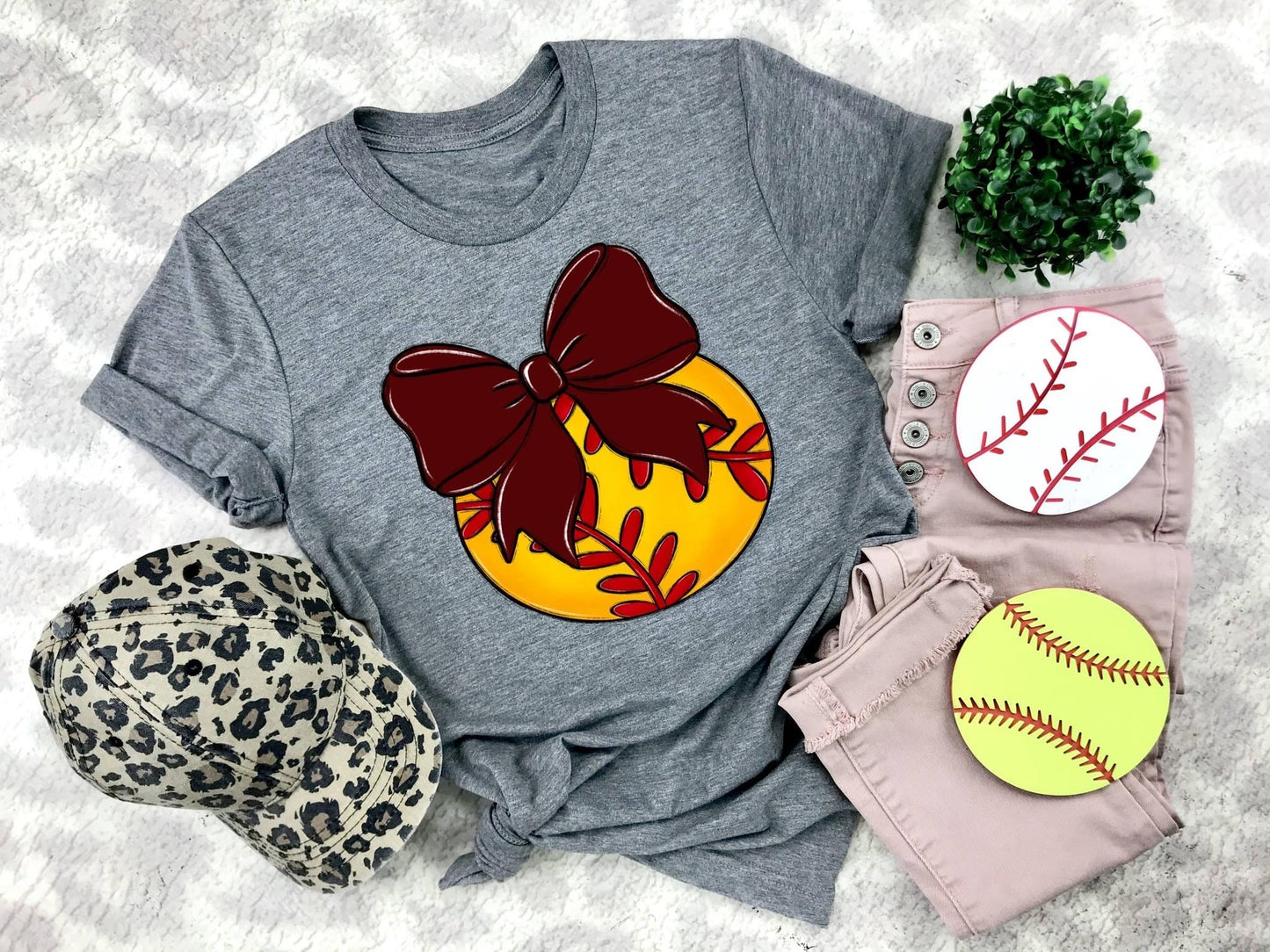 Softball Maroon Bow - DTF