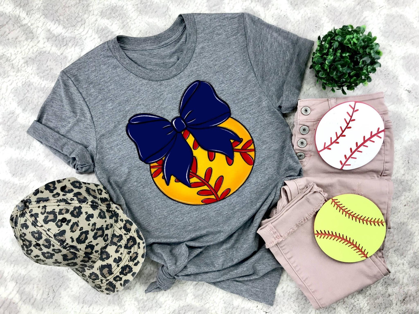 Softball Navy Bow - DTF