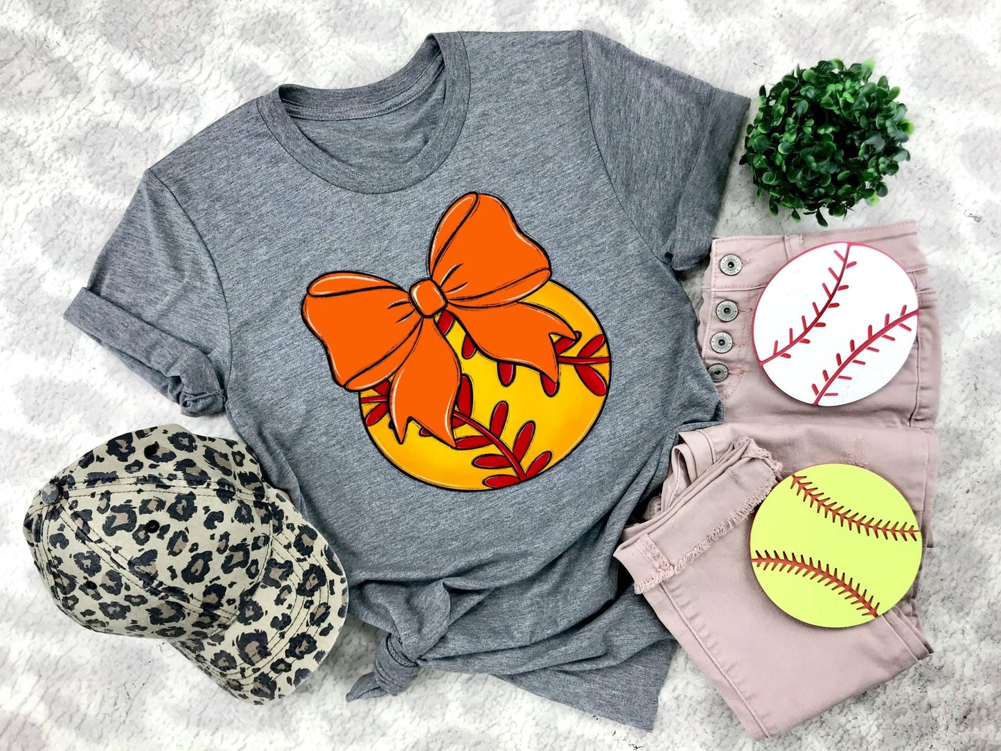 Softball Orange Bow - DTF