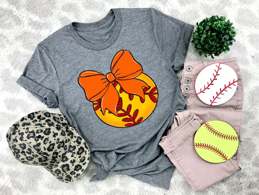 Softball Orange Bow - DTF