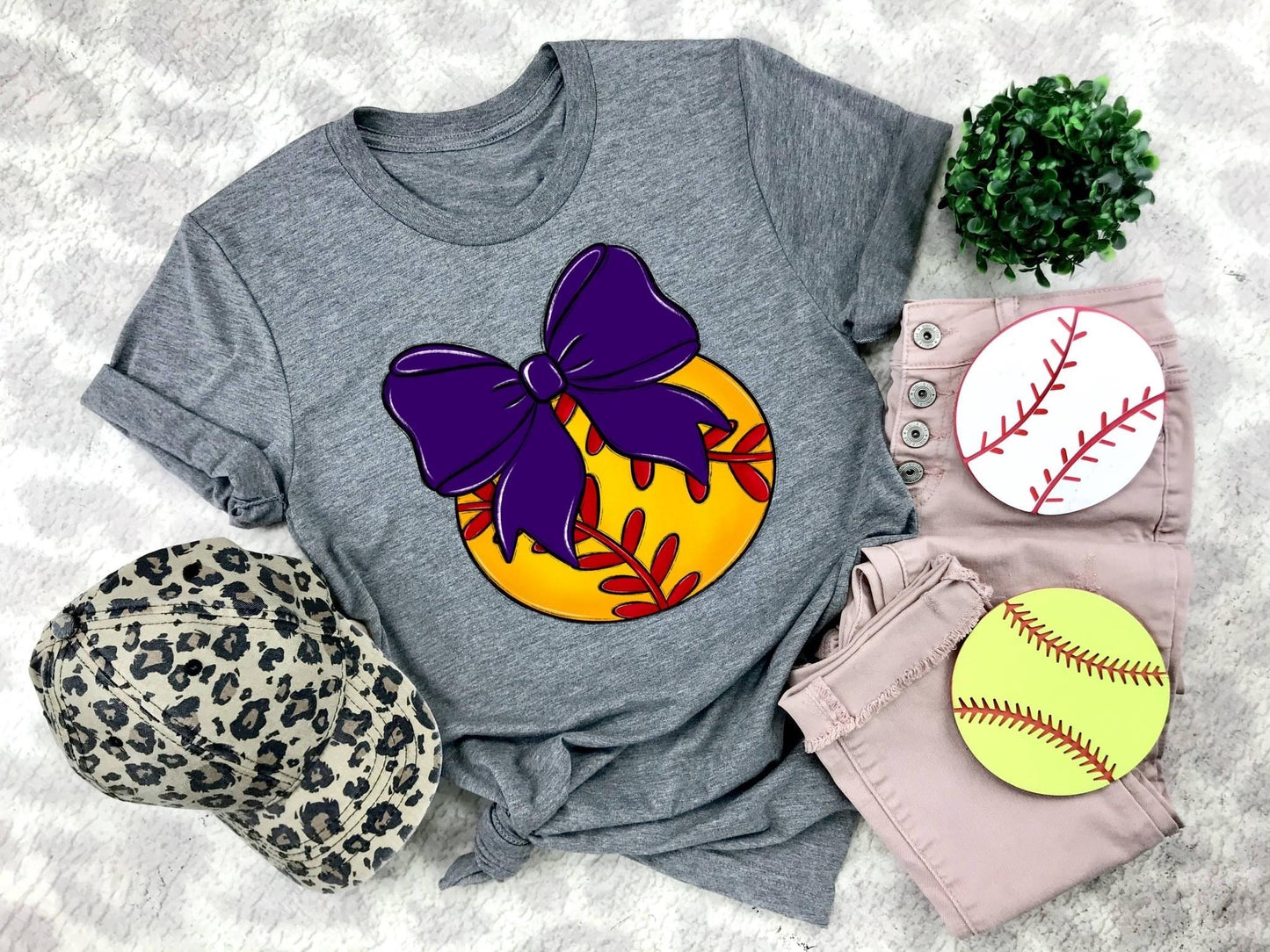 Softball Purple Bow - DTF