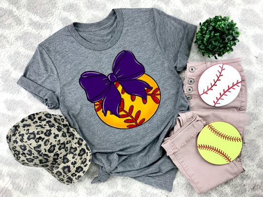 Softball Purple Bow - DTF
