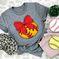Softball Red Bow - DTF