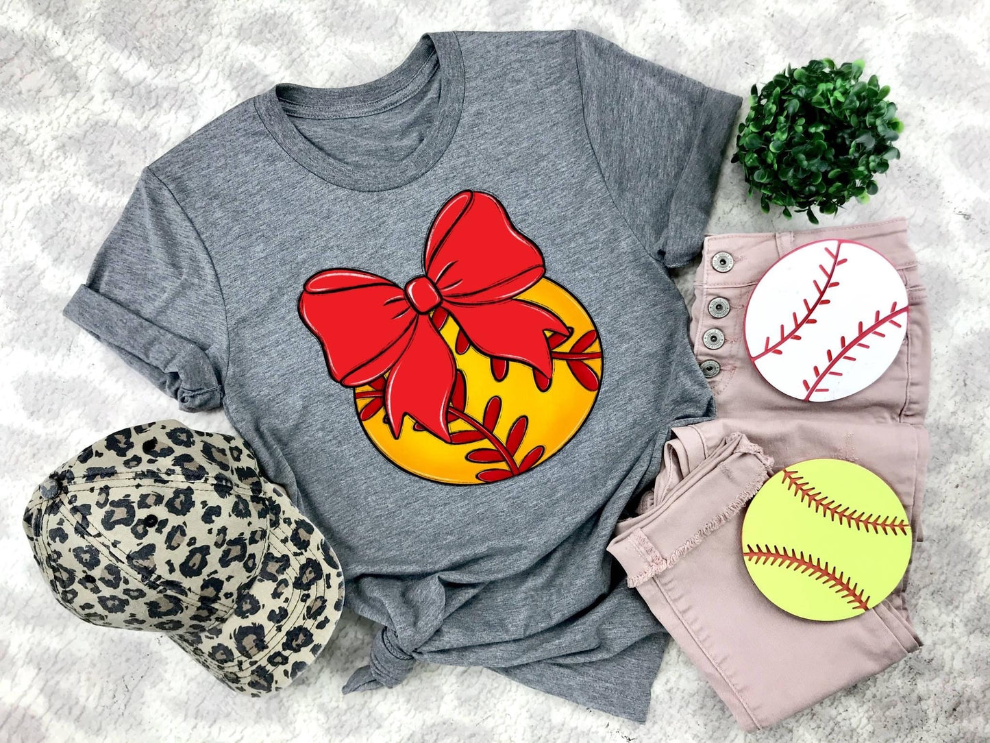 Softball Red Bow - DTF