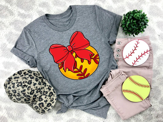 Softball Red Bow - DTF