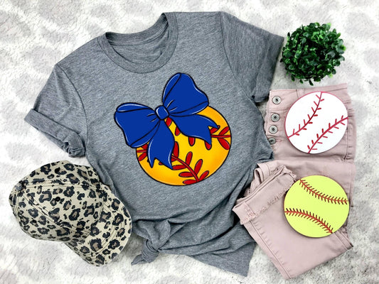 Softball Navy Bow - DTF