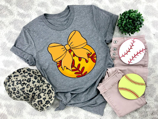 Softball Yellow Bow - DTF