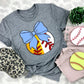 Softball/Baseball Light Blue Bow - DTF