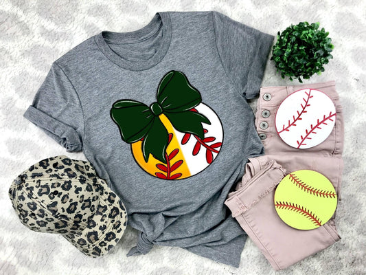 Softball/Baseball Dark Green Bow - DTF