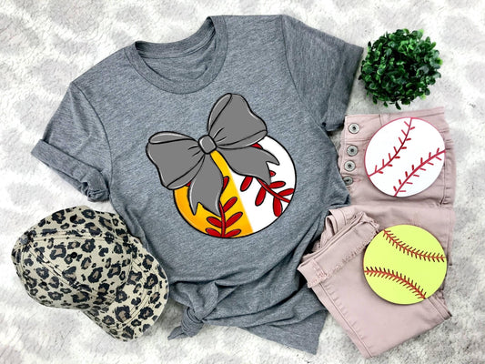 Softball/Baseball Gray Bow - DTF