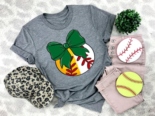 Softball/Baseball Green Bow - DTF