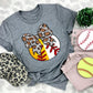 Softball/Baseball Gray Leopard Bow - DTF