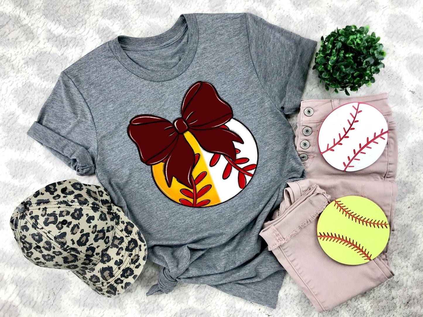 Softball/Baseball Maroon Bow - DTF