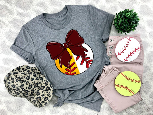 Softball/Baseball Maroon Bow - DTF