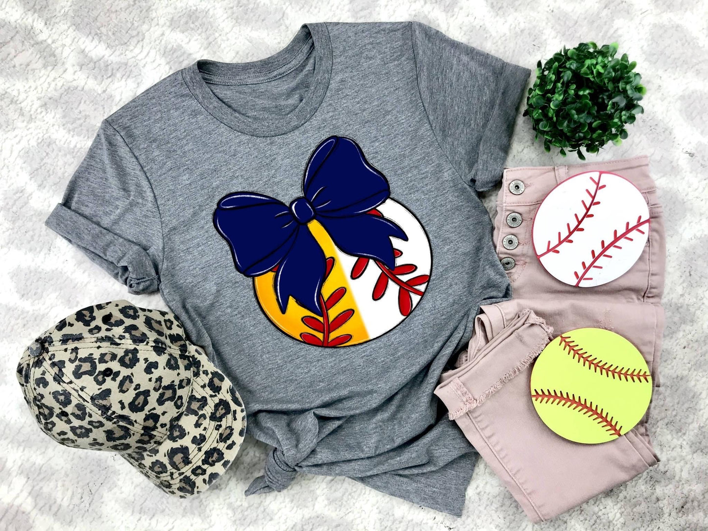 Softball/Baseball Navy Bow - DTF