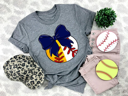 Softball/Baseball Navy Bow - DTF