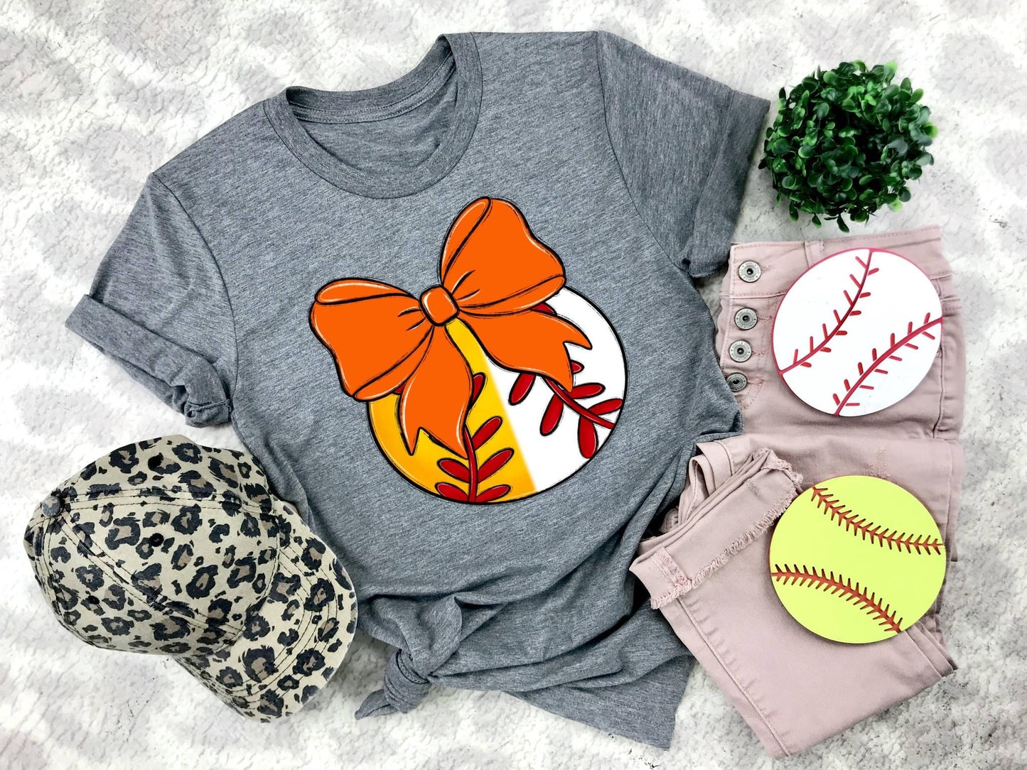 Softball/Baseball Orange Bow - DTF