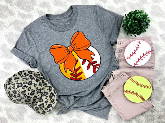 Softball/Baseball Orange Bow - DTF