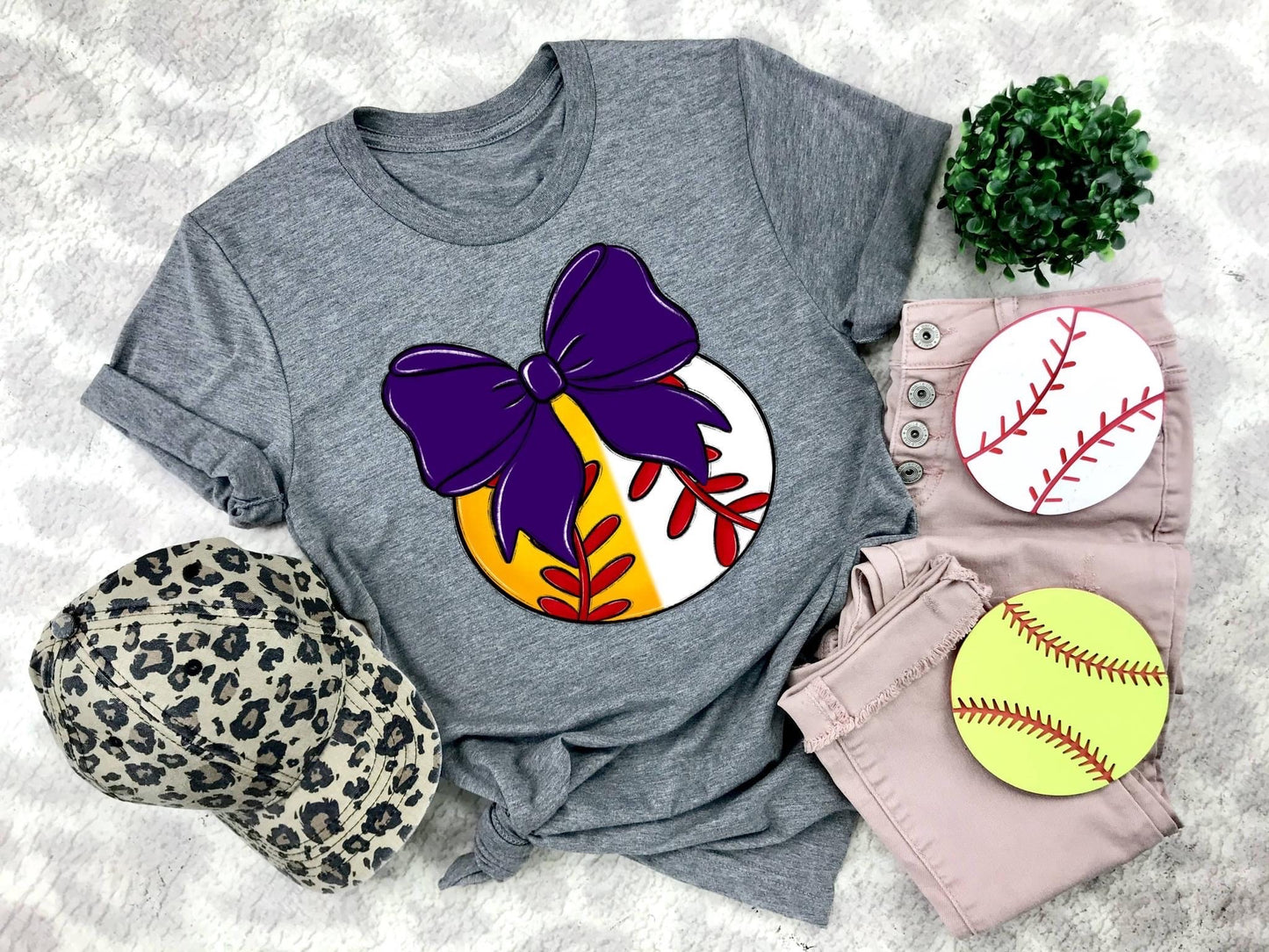 Softball/Baseball Purple Bow - DTF